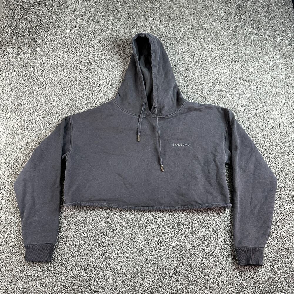 Arminta Hoodie Womens Extra Large Gray Cropped Drawstring Sweatshirt Ladies